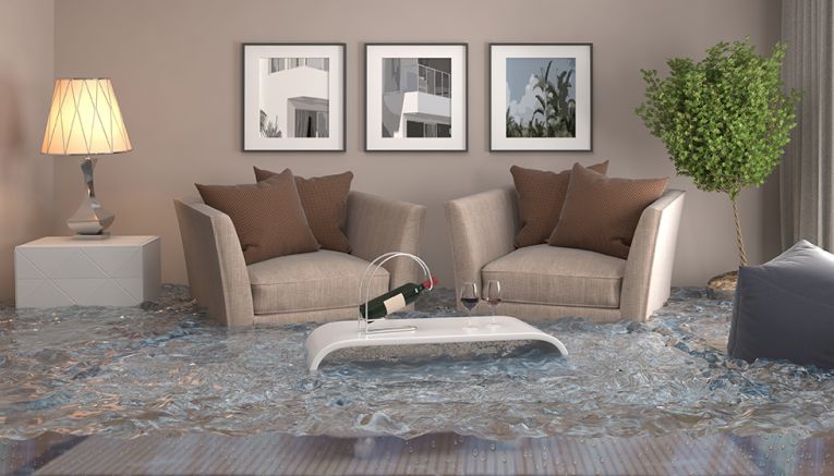 flooded living room